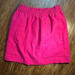 J.CREW Pink Linen A-Line Short Skirt Size 4 Elastic Waist Pull On